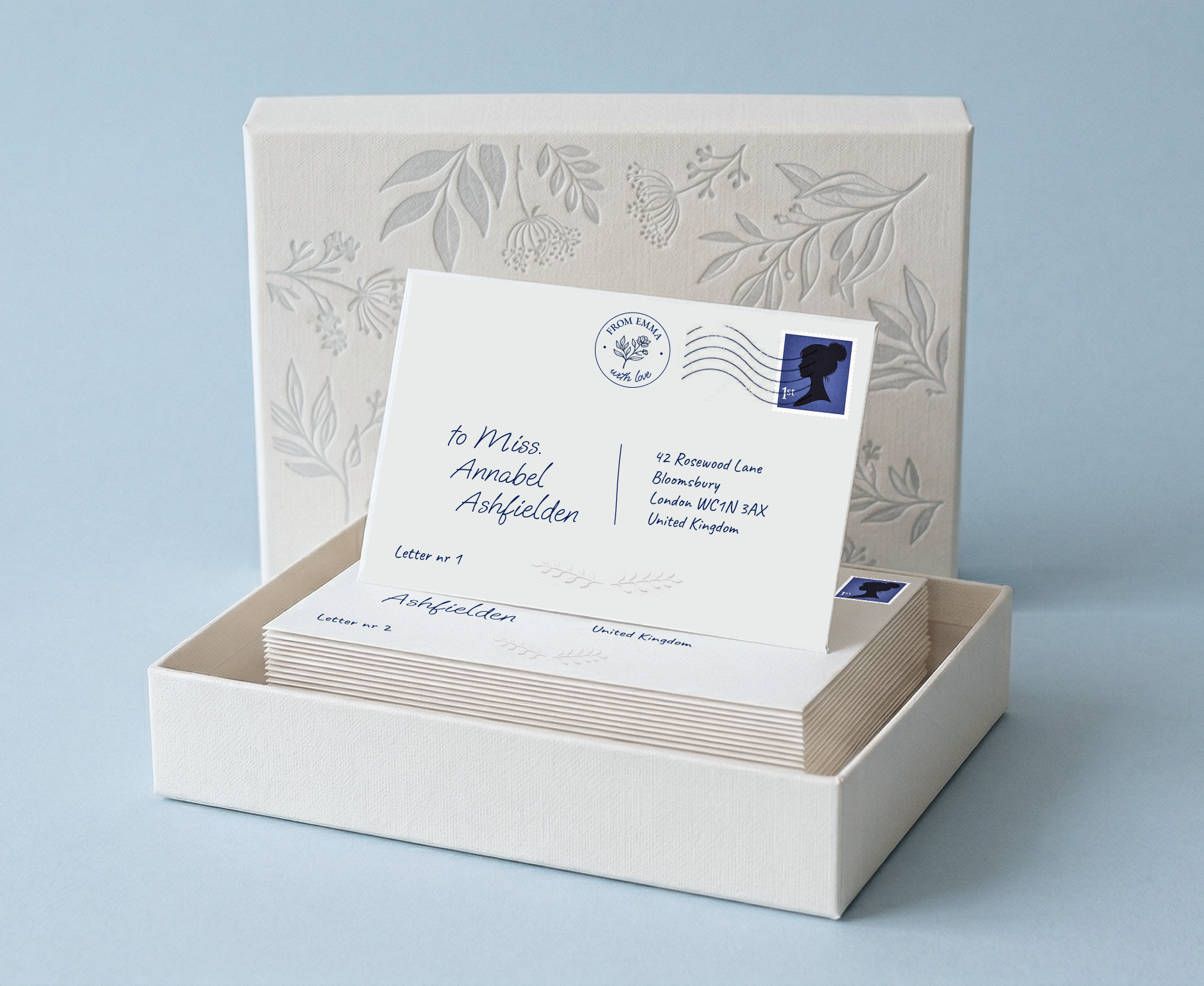 A beautifully wrapped letter gift set in a keepsake box